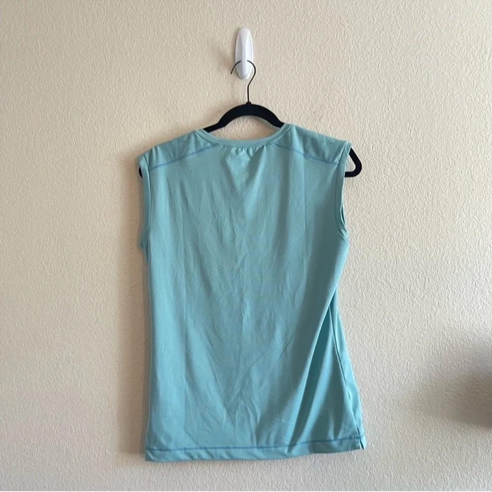 ALO Cool Fit Teal Sleeveless Workout Yoga Side Zip V Neck Athletic Top